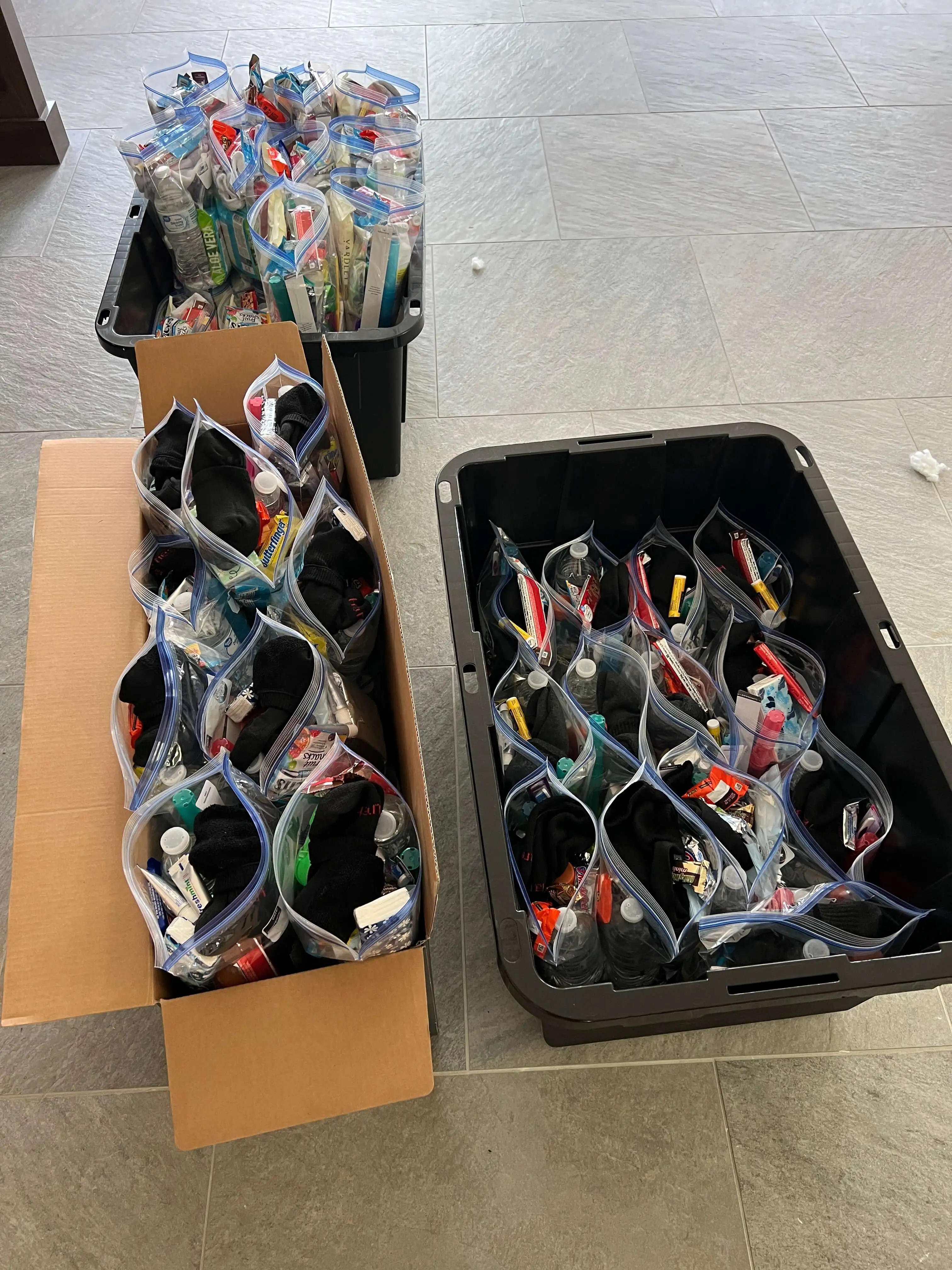 Box of care package bags
